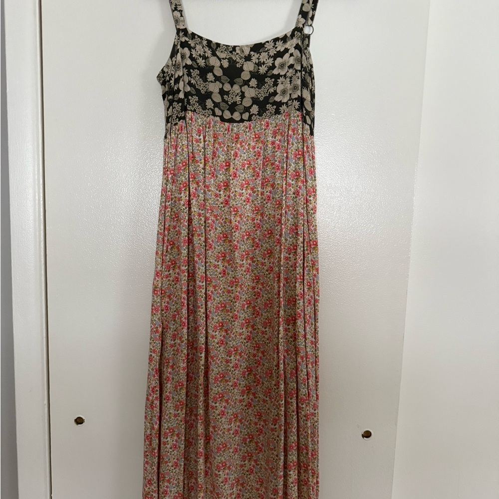 NATURAL LIFE Black and Pink Floral Maxi Dress